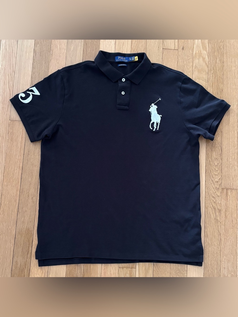 Polo Ralph Lauren Big Pony Shirt Mens XL Custom Slim Fit Black Pique Polo 3